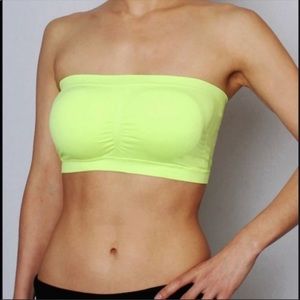 Zenana Outfitters Padded Bandeau in Neon Lemon OS